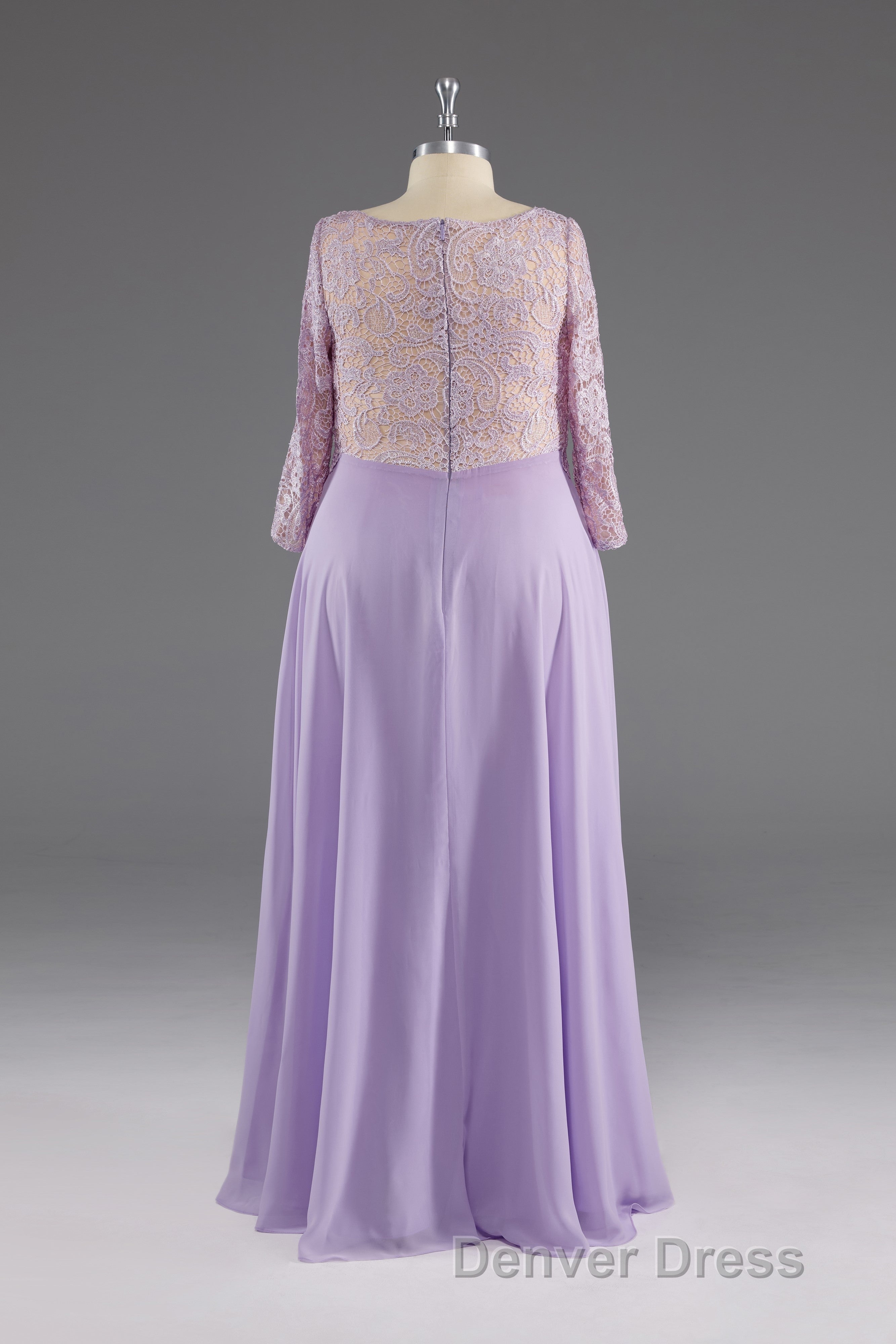 A Line 3 4 Sleeves Scoop Lace Mother of The Bride Dresses