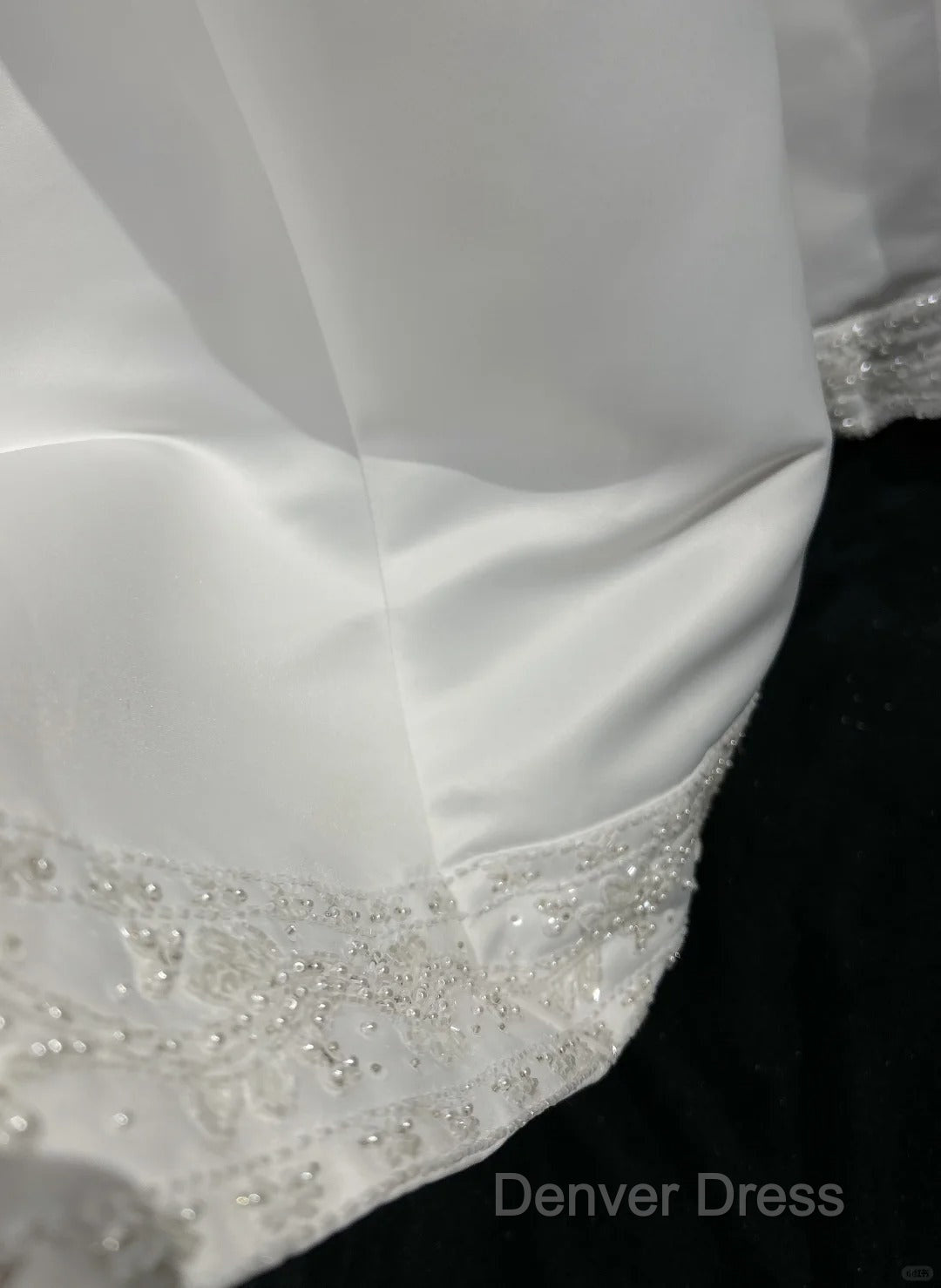 A Line Spaghetti Strap Beaded Satin Long Prom Dress White Wedding Dress Graduation Prom Dresses
