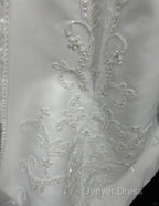 A-Line Spaghetti Strap Beaded Satin Long Prom Dresses White Wedding Dresses Graduation Prom Dresses