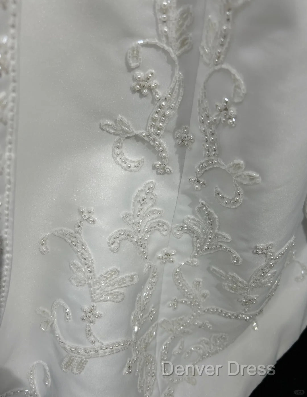 A-Line Spaghetti Strap Beaded Satin Long Prom Dresses White Wedding Dresses Graduation Prom Dresses