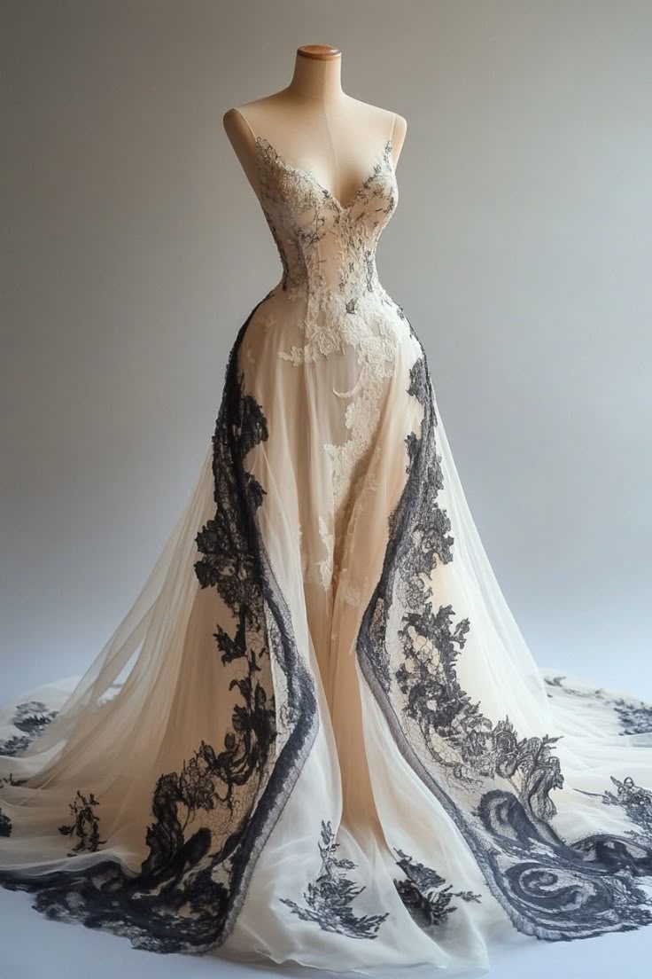 A Line Spaghetti Strap Lace Appliques Ivory Chiffon Prom Dress Graduation Prom Dresses Main image