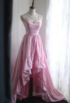 A-Line Spaghetti Strap Satin Long Wedding Dresses Birthday Quinceanera Dresses Prom Dresses