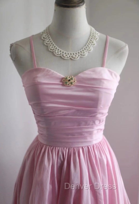 A-Line Spaghetti Strap Satin Long Wedding Dresses Birthday Quinceanera Dresses Prom Dresses