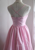 A-Line Spaghetti Strap Satin Long Wedding Dresses Birthday Quinceanera Dresses Prom Dresses