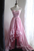 A-Line Spaghetti Strap Satin Long Wedding Dresses Birthday Quinceanera Dresses Prom Dresses