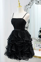 A-Line Spaghetti Strap Tulle Short Homecoming Dresses
