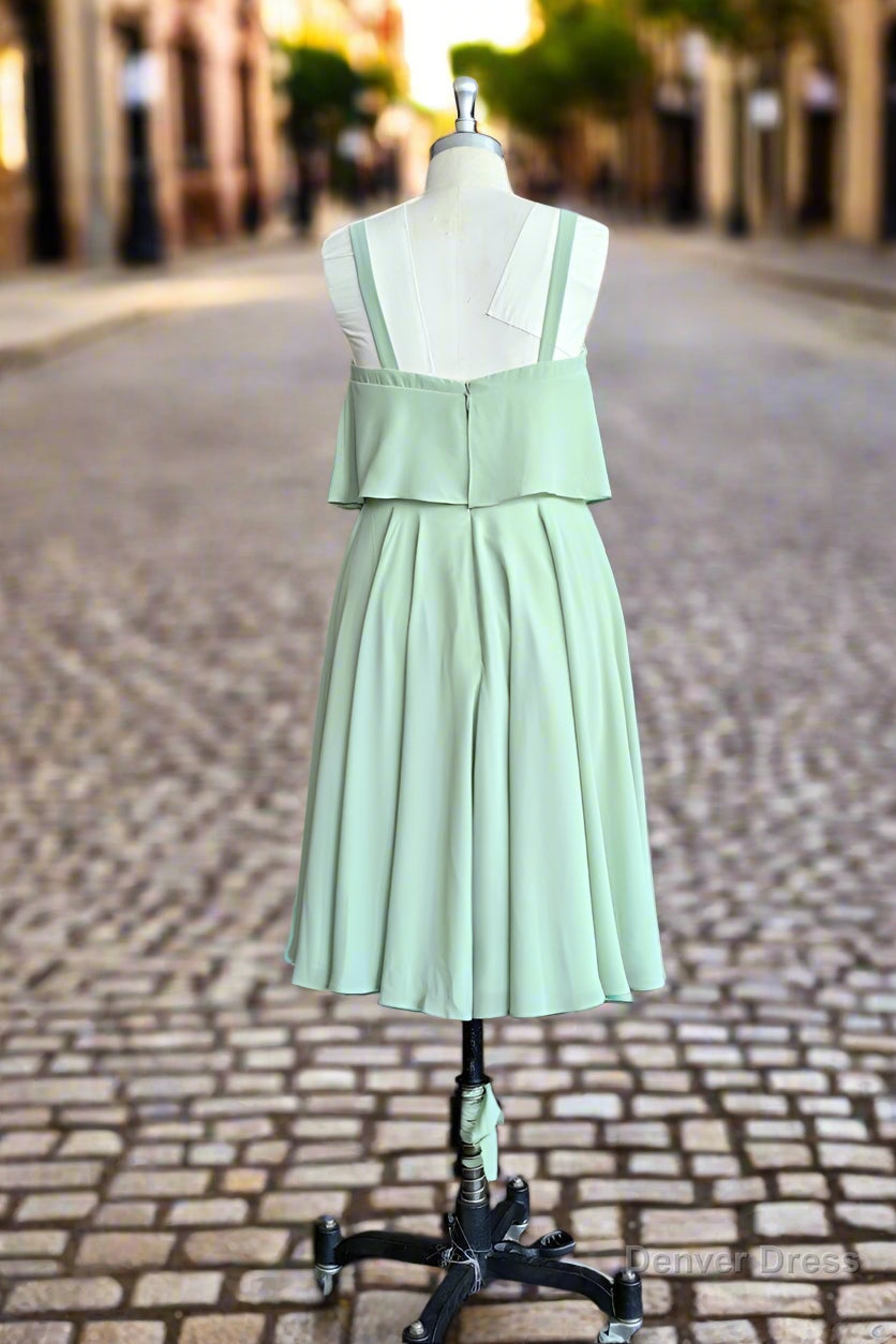 A Line Spaghetti Straps Chiffon Short Bridesmaid Dresses