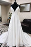 A Line Spaghetti Straps Lace Appliques Simple Wedding Dresses V Neck Sexy