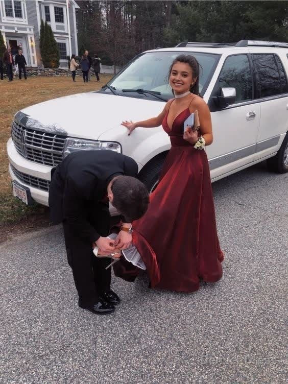 A Line Spaghetti Straps long Prom Dress Main image