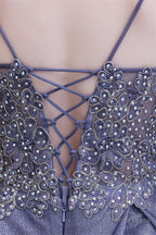 A-Line Spaghetti Straps Long Sequins Prom Dresses