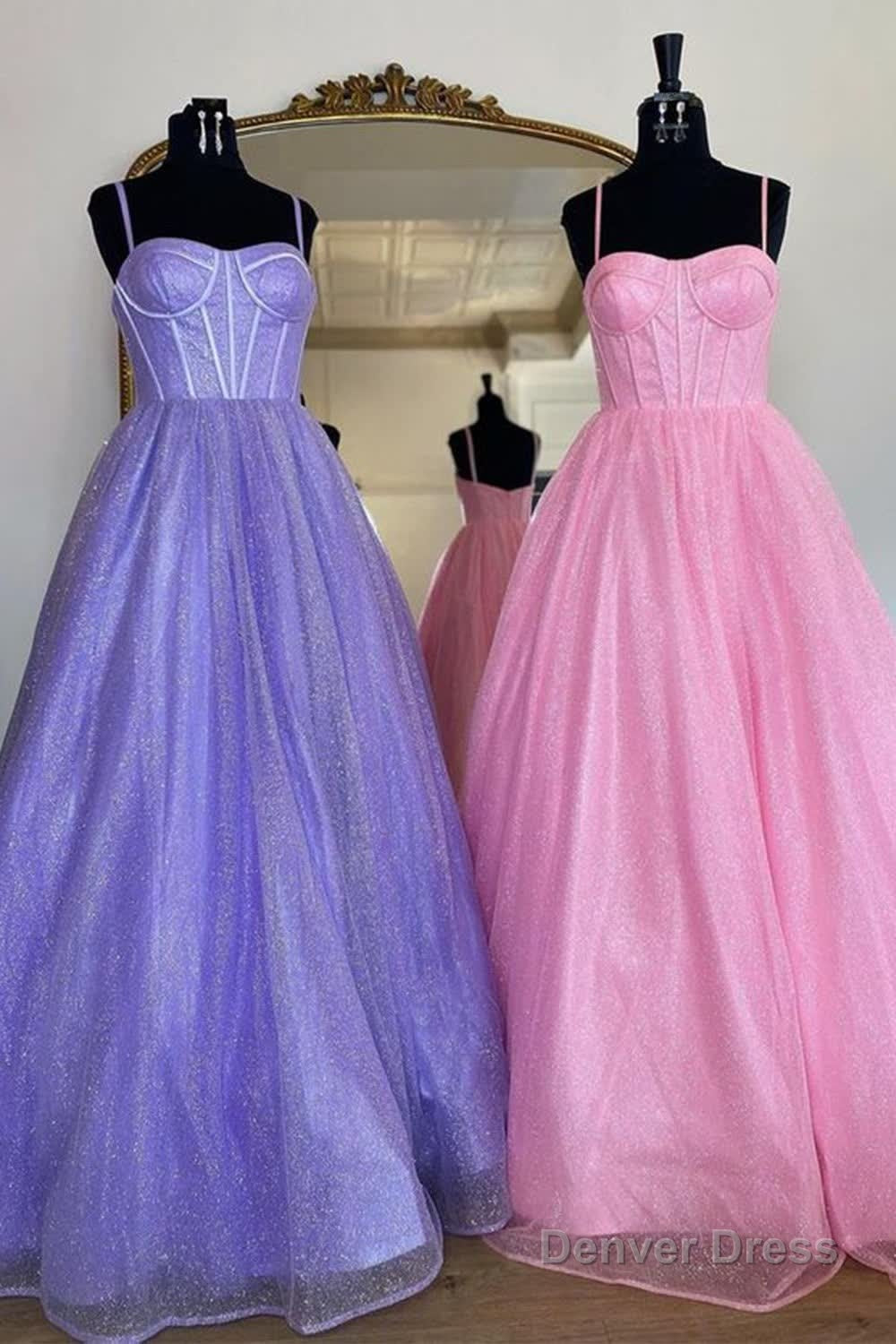 A Line Spaghetti Straps Sky Blue Long Prom Dress Secondary image