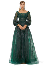 A Line Square Neckline Sequined Floor Length Long Sleeve Open Back Appliques Lace Prom Dresses