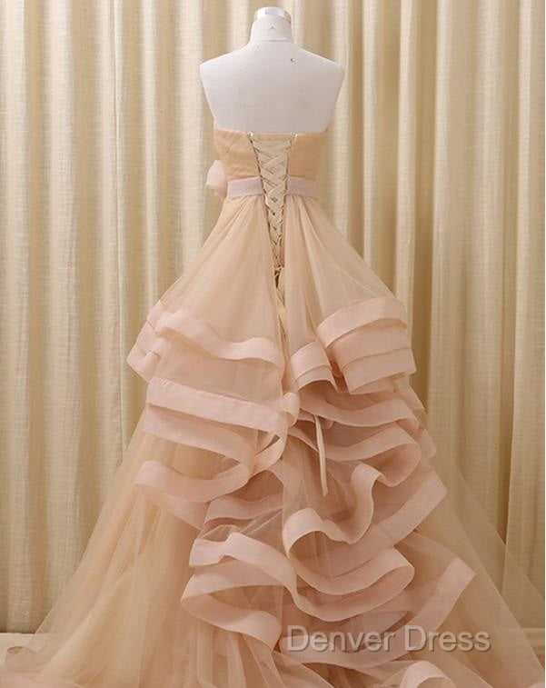 A-Line Stomacher Tiered  Wedding Dresses Court Train With Appliques Secondary image