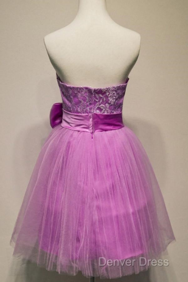A Line Strapless Appliques Bowknot Short Homecoming Dress Prom Dresses