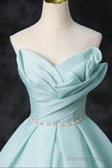 A-Line Strapless Formal Tulle Floor Length Evening Dress Off Shoulder Prom Dress