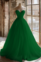 A Line Strapless Unique Long Wedding Dress Prom Dresses