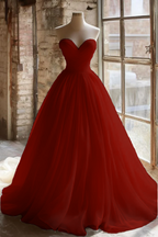 A Line Strapless Unique Long Wedding Dress Prom Dresses