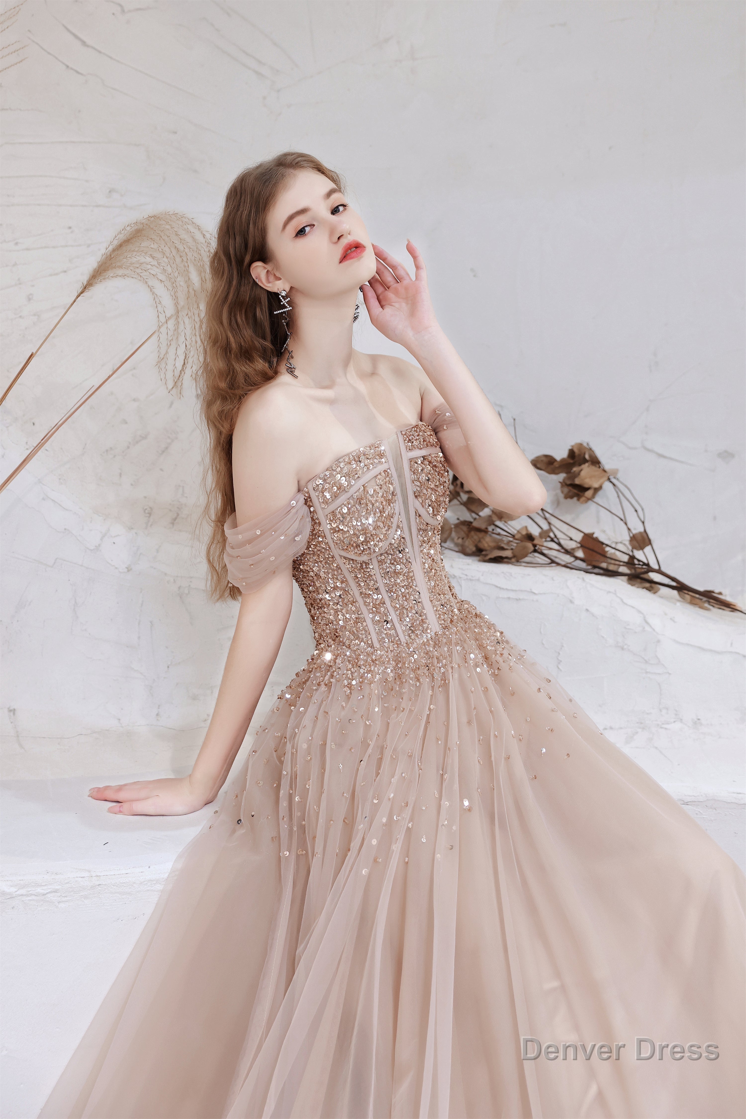 A Line Strapless Starlight Princess Prom Dresses