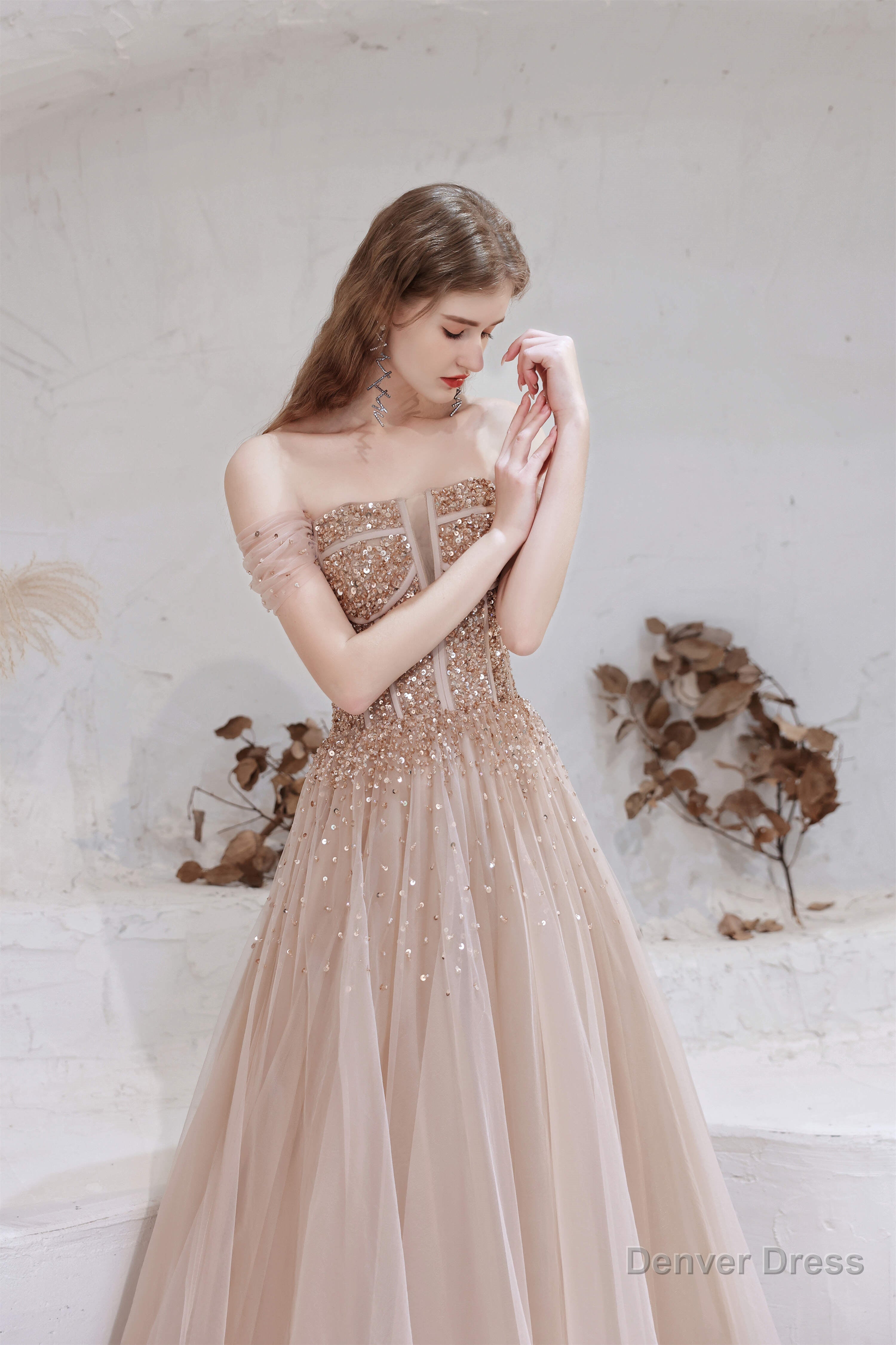 A Line Strapless Starlight Princess Prom Dresses