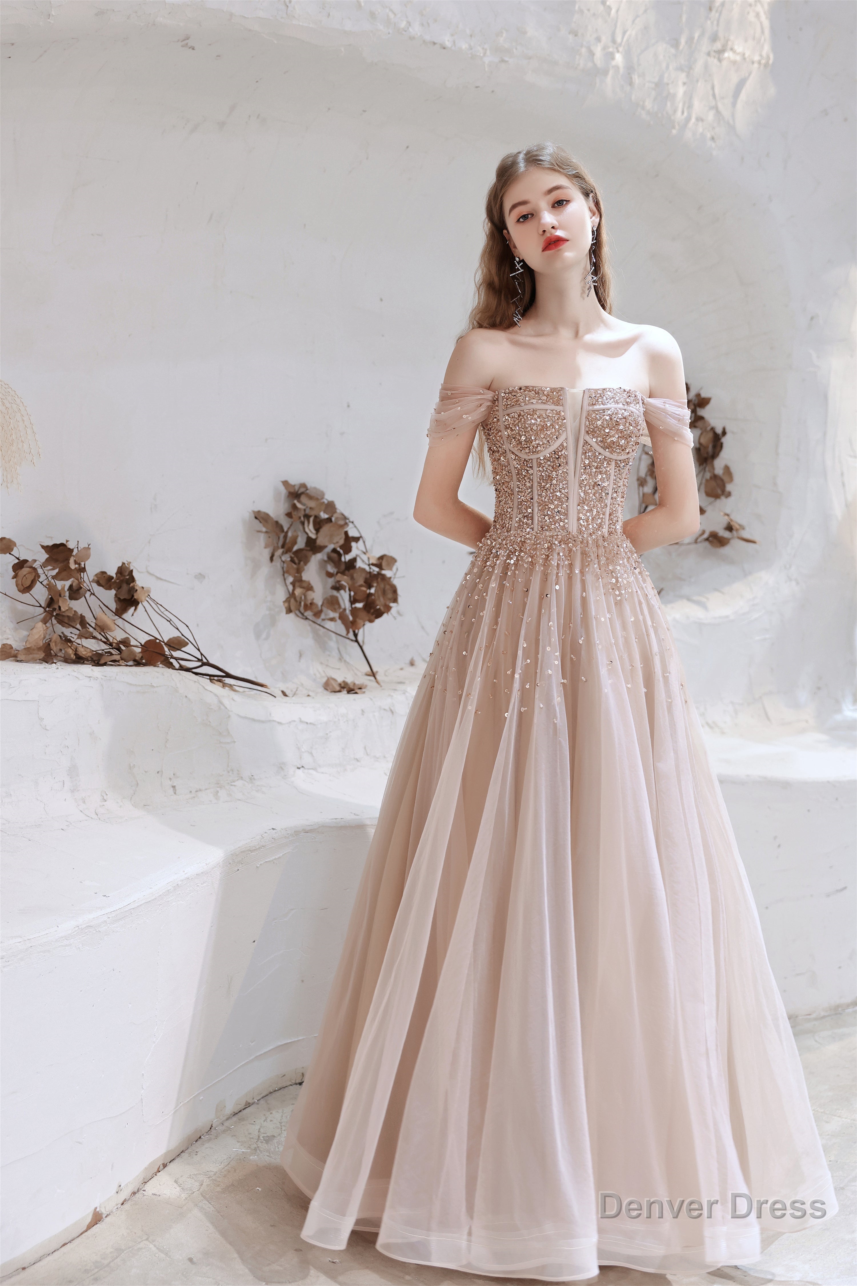 A Line Strapless Starlight Princess Prom Dresses