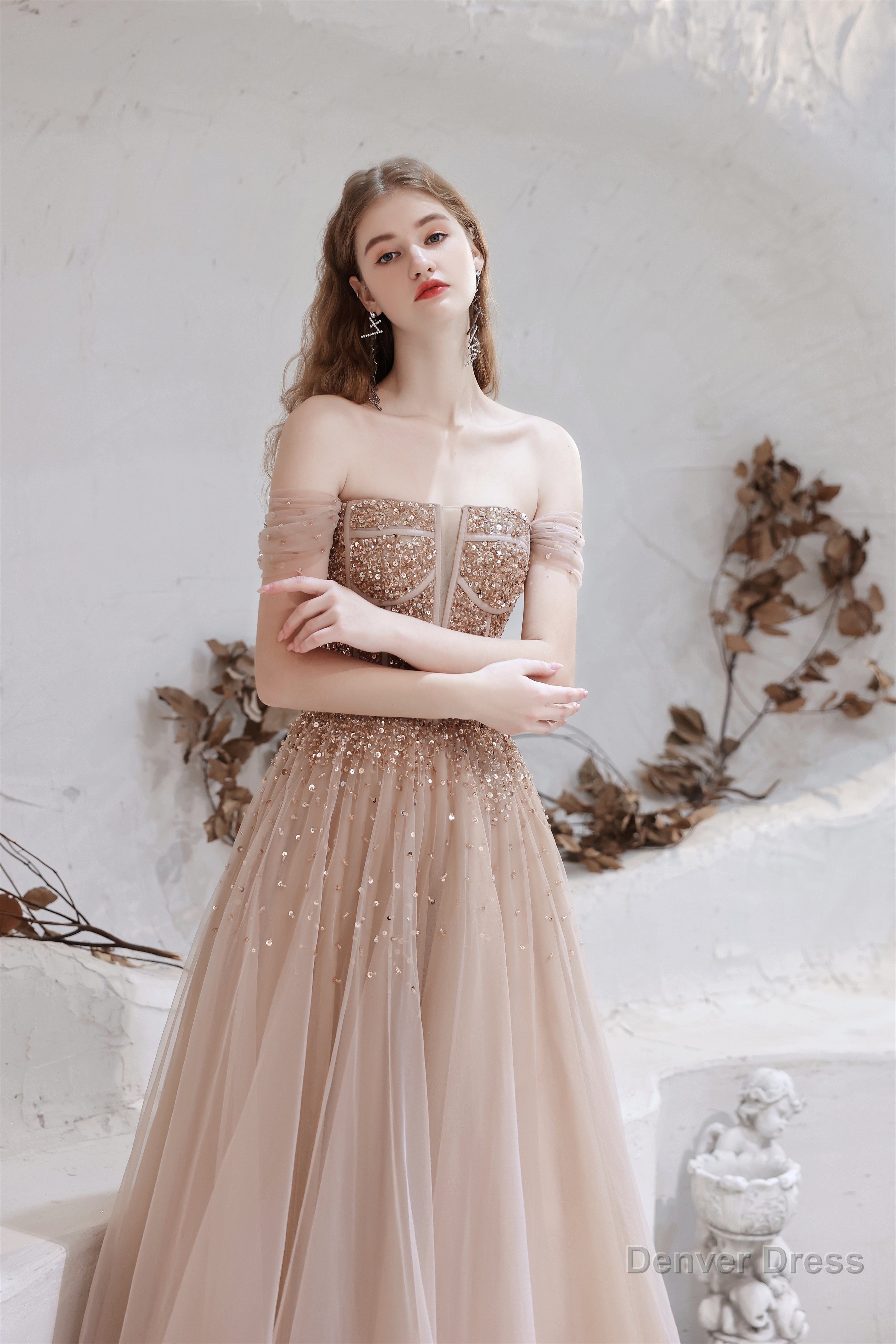 A Line Strapless Starlight Princess Prom Dresses