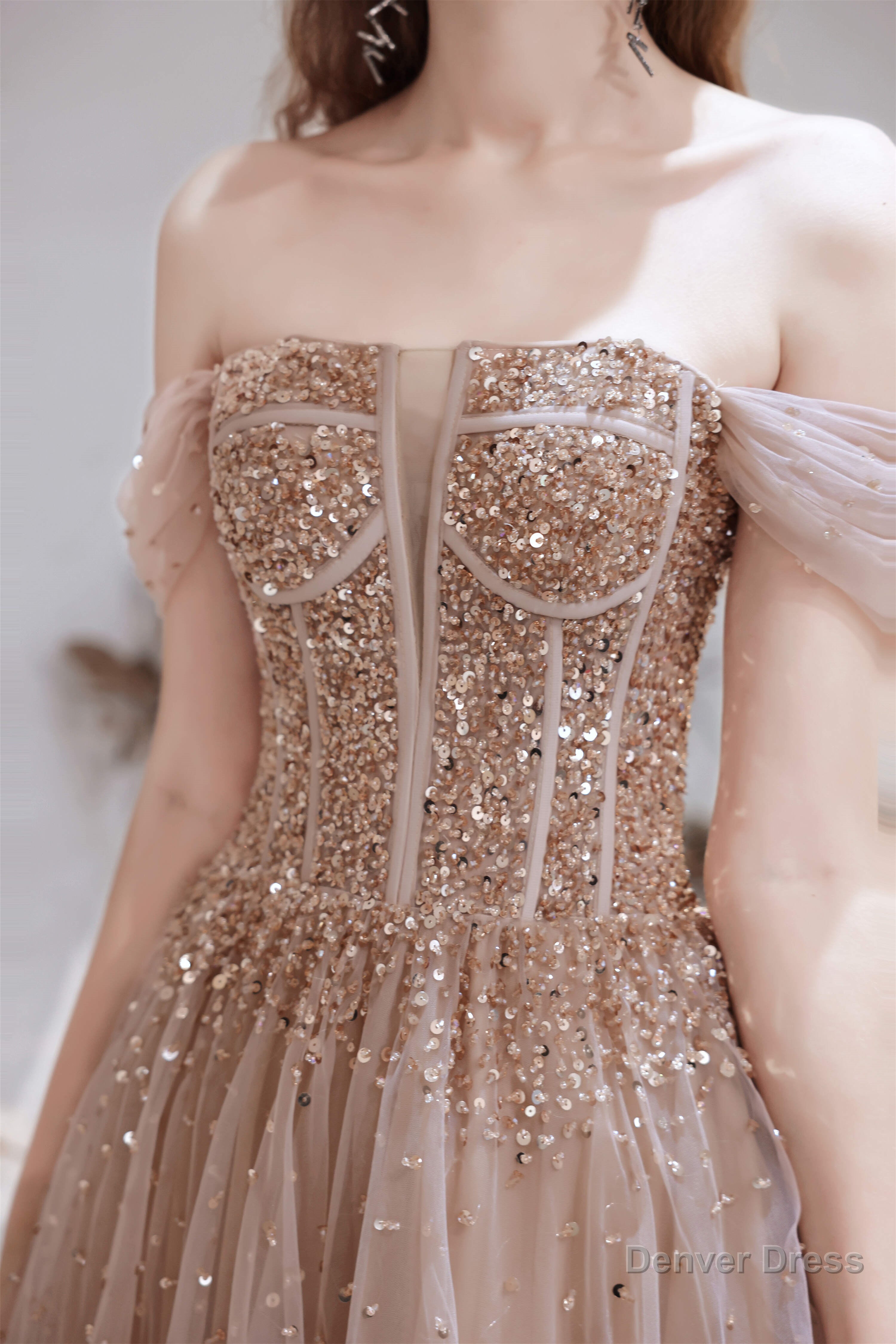 A Line Strapless Starlight Princess Prom Dresses
