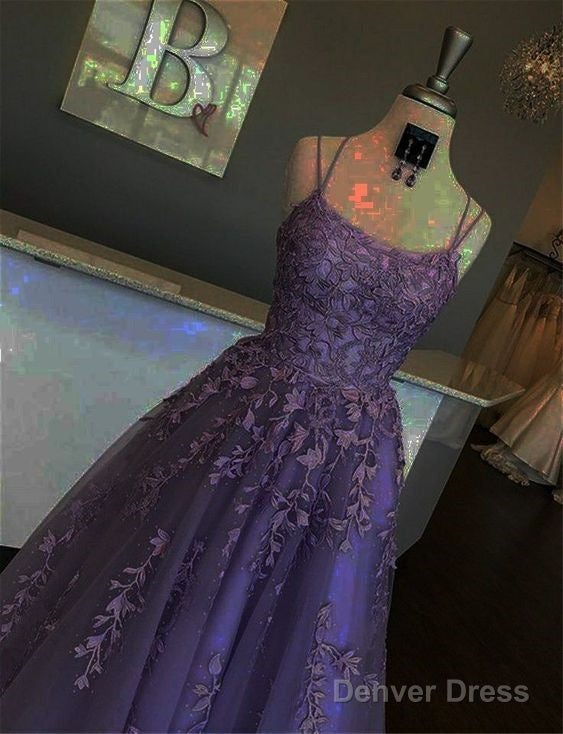 A Line Straps Neck Lilac Prom Dresses Elegant Prom Gowns Main image