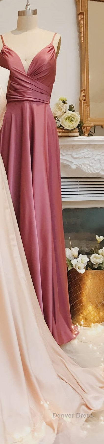 A-Line Straps Ruched Long Bridesmaid Dresses Formal Dresses Secondary image