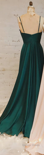 A-Line Straps Ruched Long Bridesmaid Dresses Formal Dresses
