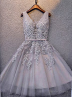 A Line Straps Ruffles Short Mini Tulle Dresses