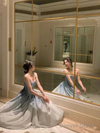 A Line Straps Sequin Prom Dress