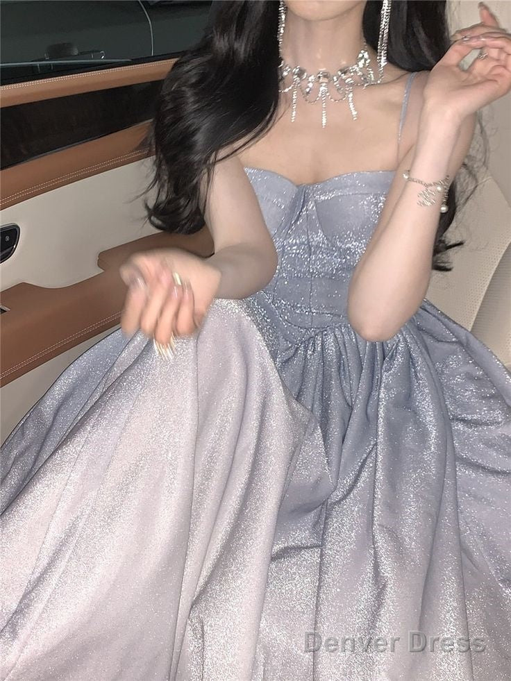 A Line Straps Sequin Prom Dress