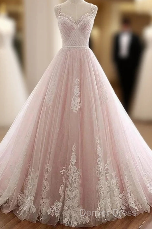 A Line Straps Tulle Lace Appliques Prom Dresses Off Shoulder Floor Length Beautiful Main image