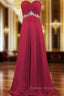 A Line Sweetheart Chiffon Floor Length Bridesmaid Dresses With Crystal