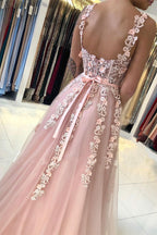 A-Line Sweetheart Floor-Length Sleeveless Backless Lace Applique Prom Dress