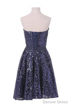 A Line Sweetheart Knee Length Sequined Homecoming Dresses With Beads