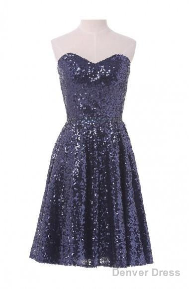 A-Line Sweetheart Knee Length Sequined Homecoming Dress With Beads