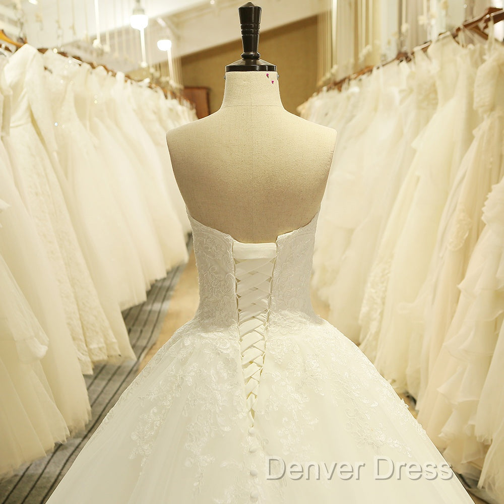 A Line Sweetheart Lace Vintage Bridal Wedding Dresses Lace Up