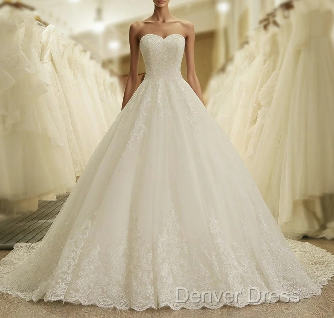 A Line Sweetheart Lace Vintage Bridal Wedding Dresses Lace Up Main image
