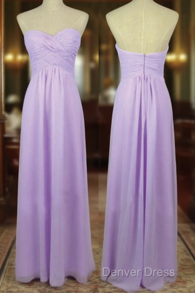 A Line Sweetheart Neck Backless Lilac Long Prom Dress, Lilac Long Bridesmaid Dresses