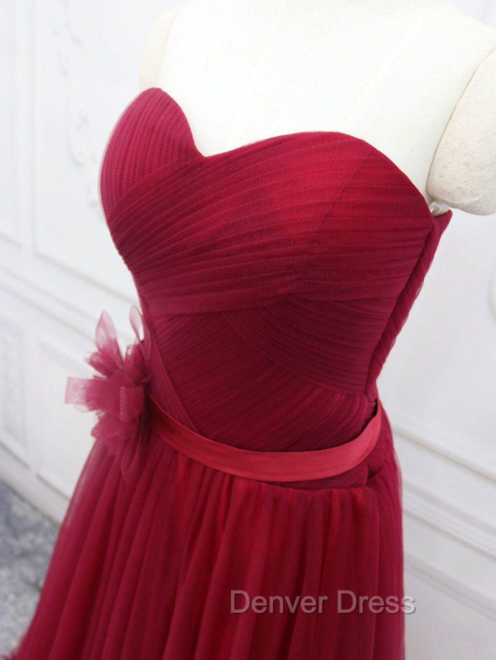 A Line Sweetheart Neck Burgundy Long Prom Dress, Burgundy Bridesmaid Dresses