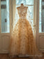 A Line Sweetheart Neck Champagne Tulle Long Prom Dress, Champagne Long Prom Dresses