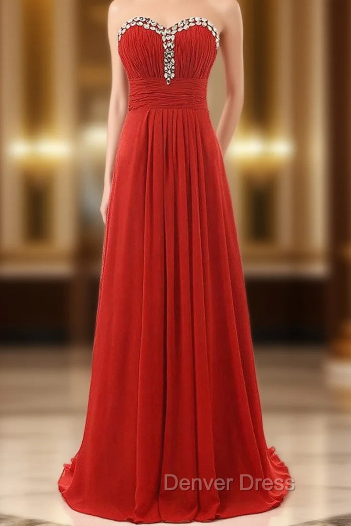 A Line Sweetheart Neck Chiffon Floor Length Bridesmaid Dresses Main image