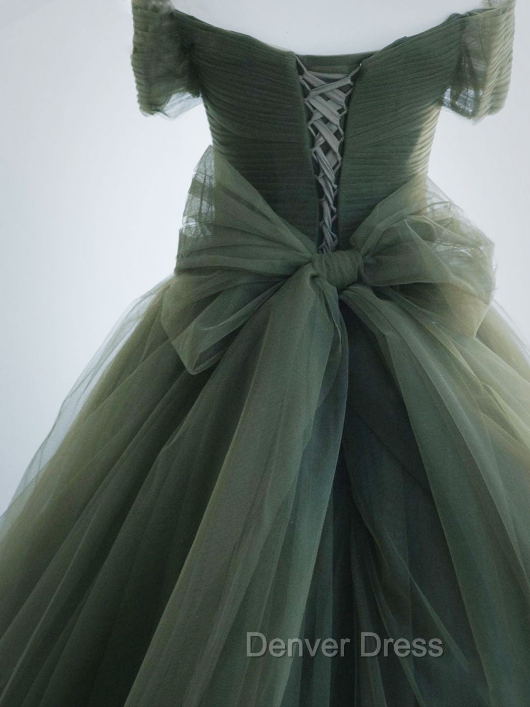 A-Line Sweetheart Neck Green Long Prom Dresses, Sweep Train Green  Formal Dresses