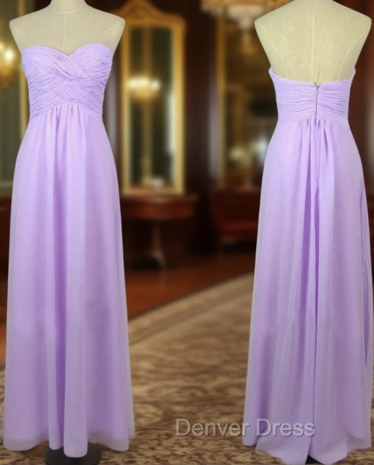 A Line Sweetheart Neck Backless Lilac Long Prom Dresses, Lilac Long Bridesmaid Dresses Main image