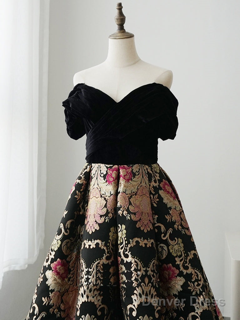 A-Line Sweetheart Neck Satin Black Long Prom Dress, Black Formal Dress