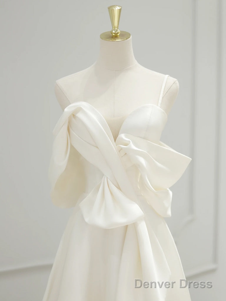 A-Line Sweetheart Neck Satin Ivory Long Prom Dress, Ivory Long Formal Dress Secondary image