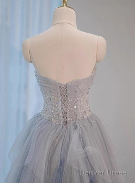 A Line Sweetheart Neck Sequined Tulle Long Prom Dress Birthday Dress Graduation Prom Dresses Secondary image