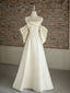 A-Line Sweetheart Neck Sweep Train Satin Ivory Long Prom Dresses