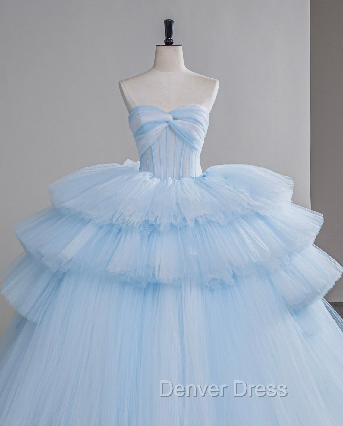 A-Line Sweetheart Neck Tulle Blue Long Prom Dresses, Blue Long Evening Gown